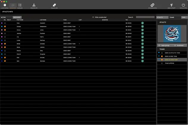 Manage your athlete and teams within CoachTIMING Sports timing system for coaches